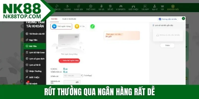 Rút thưởng qua ngân hàng rất dễ