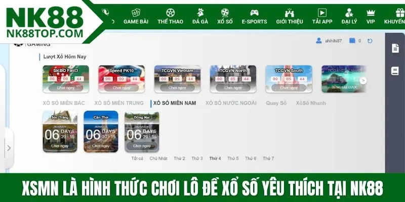 XSMN là hình thức chơi lô đề xổ số yêu thích tại NK88